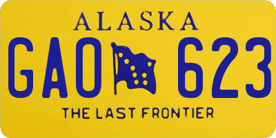 AK license plate GAO623