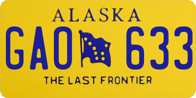 AK license plate GAO633