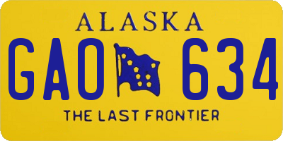 AK license plate GAO634