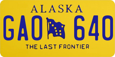 AK license plate GAO640