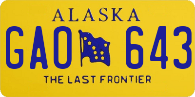 AK license plate GAO643