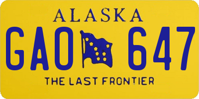 AK license plate GAO647