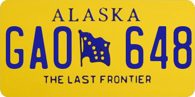 AK license plate GAO648