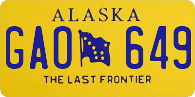 AK license plate GAO649