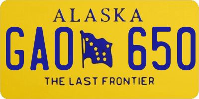 AK license plate GAO650