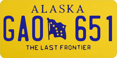 AK license plate GAO651