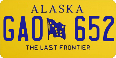 AK license plate GAO652