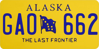 AK license plate GAO662
