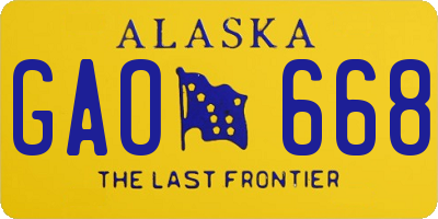 AK license plate GAO668