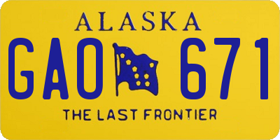 AK license plate GAO671