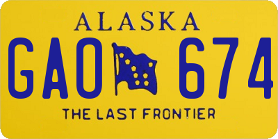 AK license plate GAO674