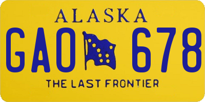 AK license plate GAO678