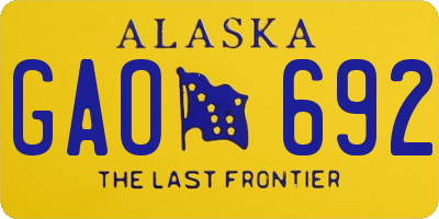AK license plate GAO692