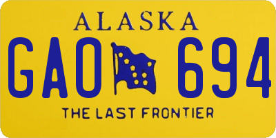 AK license plate GAO694