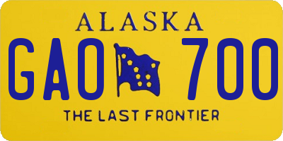 AK license plate GAO700