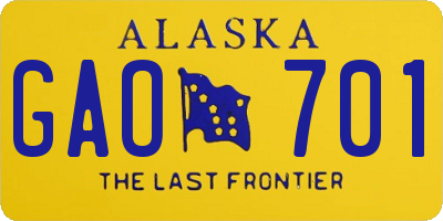 AK license plate GAO701