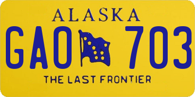 AK license plate GAO703