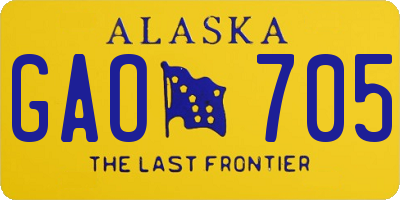 AK license plate GAO705
