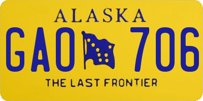 AK license plate GAO706