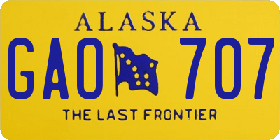 AK license plate GAO707
