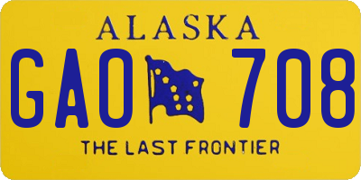 AK license plate GAO708