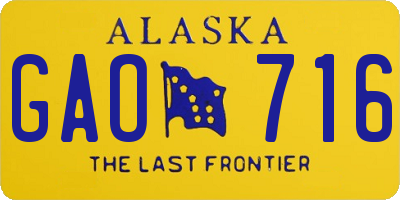AK license plate GAO716