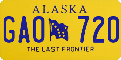 AK license plate GAO720