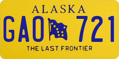 AK license plate GAO721