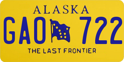AK license plate GAO722