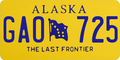 AK license plate GAO725