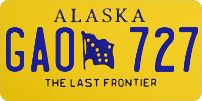 AK license plate GAO727