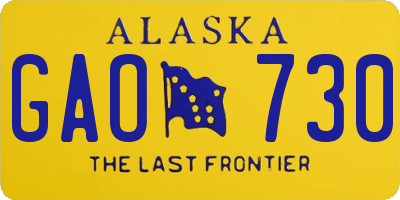 AK license plate GAO730