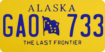 AK license plate GAO733