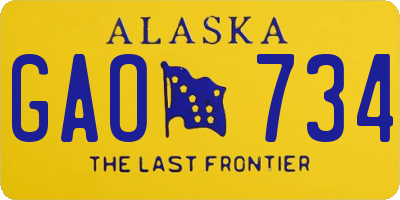 AK license plate GAO734