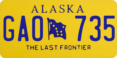 AK license plate GAO735