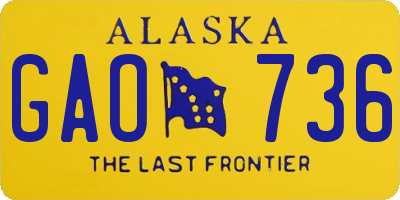 AK license plate GAO736