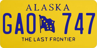 AK license plate GAO747
