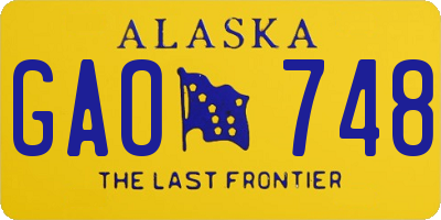 AK license plate GAO748