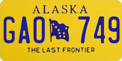 AK license plate GAO749