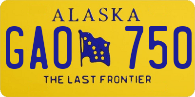 AK license plate GAO750