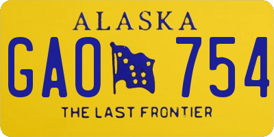 AK license plate GAO754