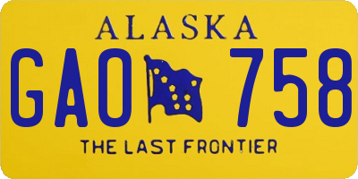AK license plate GAO758