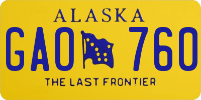 AK license plate GAO760