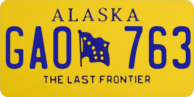 AK license plate GAO763