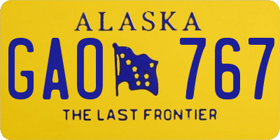 AK license plate GAO767