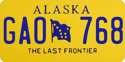 AK license plate GAO768