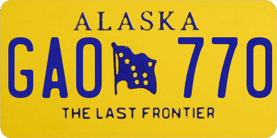 AK license plate GAO770