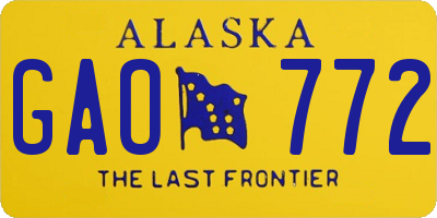 AK license plate GAO772