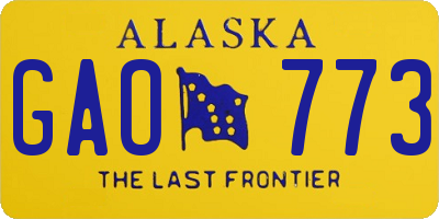 AK license plate GAO773