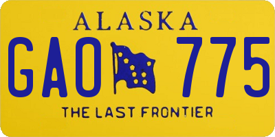 AK license plate GAO775